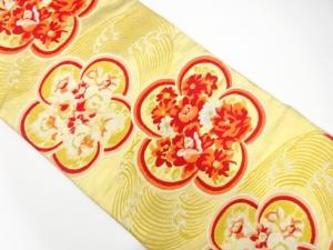アンティーク　梅に牡丹・流水模様織り出し名古屋帯（着用可）